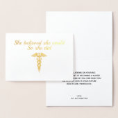 Carte Dorée Élégante infirmière étudiante diplômée Gold Caduce (Affichage)