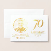 Carte Dorée Elégante Marine & Gold 70e & Légendaire Anniversai (Devant avec enveloppe)