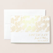 Carte Dorée Élégante Photo Botanique en Or Save the Date (Devant avec enveloppe)