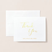 Carte Dorée Elégante photo Merci Mariage moderne (Devant avec enveloppe)