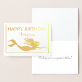 Carte Dorée Élégante Sirène d'or Joyeux anniversaire Real (Affichage)