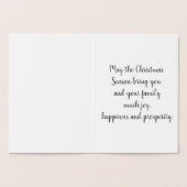 Carte Dorée Elégante verdure argentée Fleur rouge Photo de Noë (Intérieur)