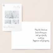 Carte Dorée Elégante verdure argentée Fleur rouge Photo de Noë (Affichage)