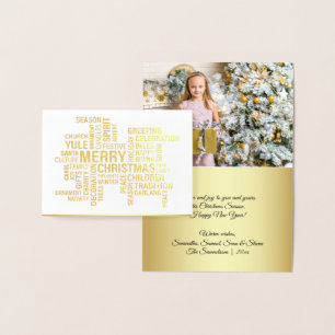 Carte Dorée Élégante Véritable Huile d'or Joyeux Noël