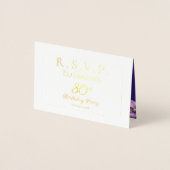 Carte Dorée Élégantes violettes violettes florales 80e anniver (Devant)