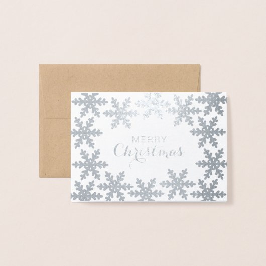 Carte Dorée Élégants Snowflakes Joyeux Noël (Devant avec enveloppe)