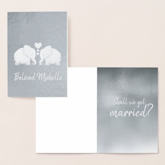 Carte Dorée Eléphants d'argent avec proposition de mariage de (Affichage)