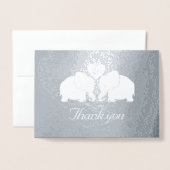 Carte Dorée Eléphants Mariages d'argent personnalisés Merci (Devant avec enveloppe)
