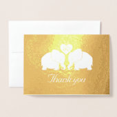 Carte Dorée Eléphants Mariages d'or personnalisés Merci (Devant avec enveloppe)