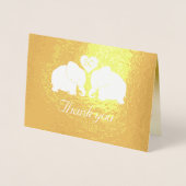 Carte Dorée Eléphants Mariages d'or personnalisés Merci (Devant)