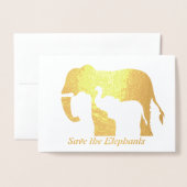 Carte Dorée Eléphants noirs et blancs (Devant avec enveloppe)