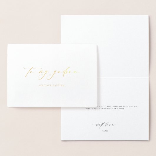 Carte Dorée Ellesmere À Mon Godson Sur Votre Baptême (Affichage)