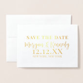 Carte Dorée Enregistrer la date Elegant Billet Frame Gold Foil (Devant avec enveloppe)