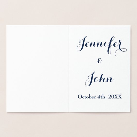 Carte Dorée Enregistrer La Date Gold Foil Bleu Blanc Élégant (Intérieur)