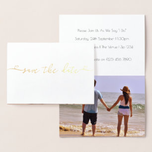 Carte Dorée Enregistrer La Date Typographie Du Mariage Avec Dé