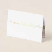 Carte Dorée Enregistrer La Date Typographie Du Mariage Avec Dé (Devant)