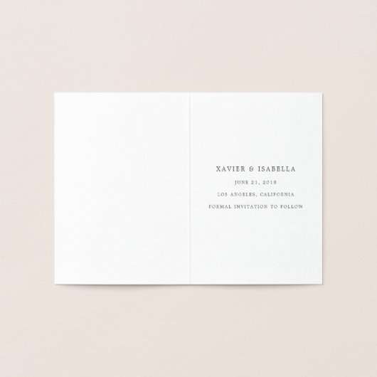 Carte Dorée Enregistrer notre date Real Foil Script Style 3 (Intérieur)