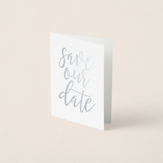 Carte Dorée Enregistrer notre date Real Foil Script Style 3 (Devant)