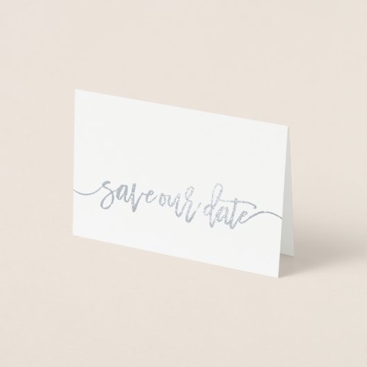 Carte Dorée Enregistrer Notre Date Real Foil Script Style 4 (Devant)