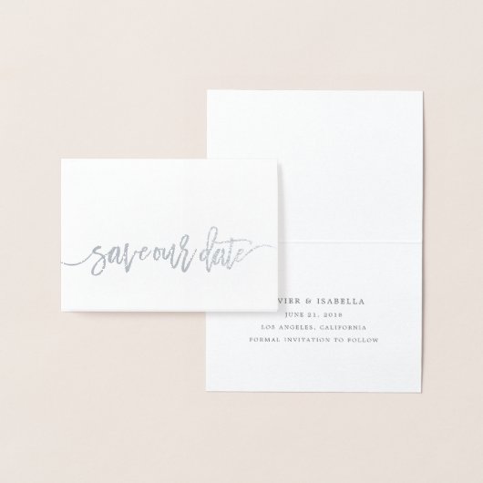 Carte Dorée Enregistrer Notre Date Real Foil Script Style 4 (Affichage)