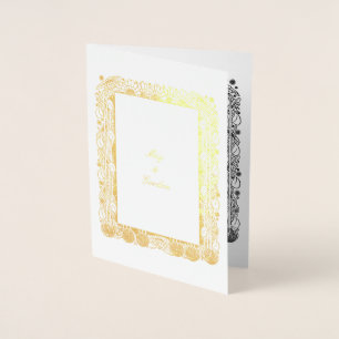 Carte Dorée époque victorienne Art Nouveau Floral