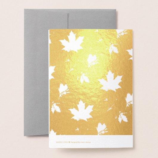 Carte Dorée érable doré - motifs feuillus élégants (Derrière avec enveloppe)