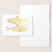 Carte Dorée Étrange dessin de poisson vintage (Affichage)