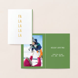 Carte Dorée Fa la la la la , Vœux de Noël photo