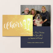 Carte Dorée Faux de champagne à script brossé moderne (Affichage)