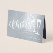 Carte Dorée Faux de champagne à script brossé moderne (Devant)