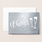 Carte Dorée Faux de champagne à script brossé moderne (Devant avec enveloppe)