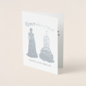 Carte Dorée Félicitations à deux Fiançailles Silhouettées (Devant)