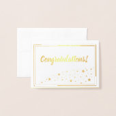 Carte Dorée Félicitations Avec Stars Trail Bordure Or (Devant avec enveloppe)