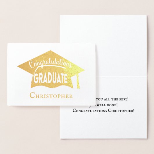 Carte Dorée Félicitations Elegant Moderne Casquette d'or Gradu (Affichage)