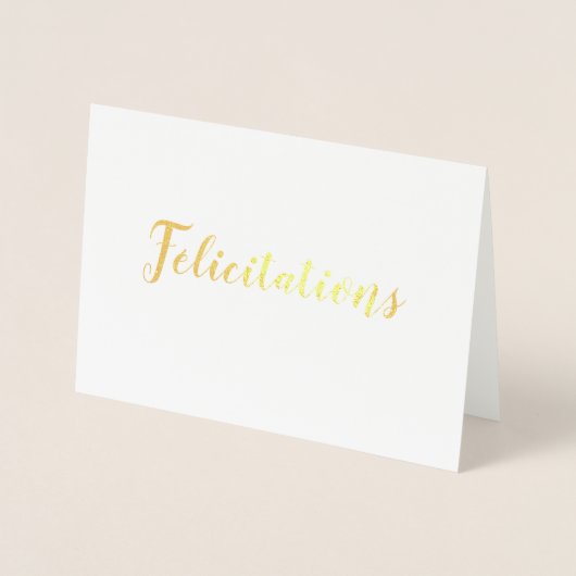 Carte Dorée Félicitations Français Brush Script (Devant)
