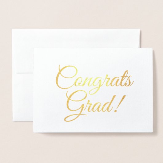 Carte Dorée Félicitations Grad or élégant script graduation (Devant avec enveloppe)