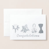 Carte Dorée Félicitations Mariage Fiançailles Bell Flower Bow (Devant avec enveloppe)