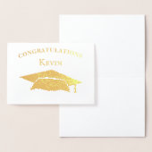 Carte Dorée Félicitations Moderne Simple Gold Casquette Gradua (Affichage)