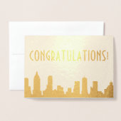 Carte Dorée Félicitations New York Skyline Greeting Card (Devant avec enveloppe)