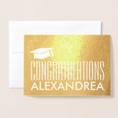 Carte Dorée Félicitations Nom Diplômé Or Moderne (Devant avec enveloppe)