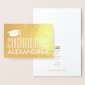 Carte Dorée Félicitations Nom Graduation Modern Gold Real (Affichage)
