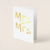 Carte Dorée Félicitations pour le mariage de Mme et Mme (Devant)