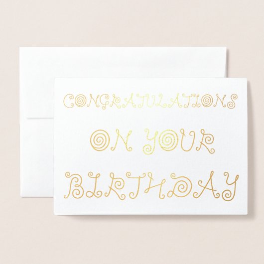 Carte Dorée Félicitations pour votre anniversaire (Devant avec enveloppe)