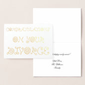 Carte Dorée Félicitations pour votre divorce (Affichage)