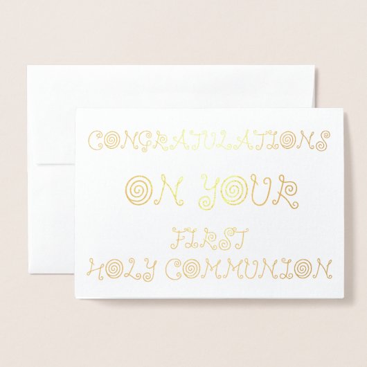 Carte Dorée Félicitations pour votre première sainte communion (Devant avec enveloppe)