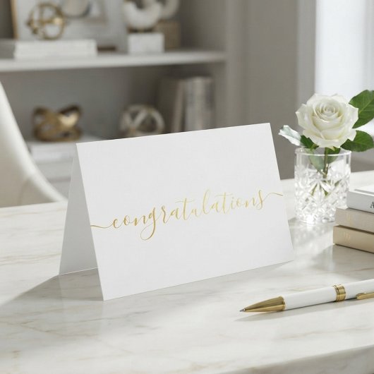 Carte Dorée Félicitations Simple Script Élégant