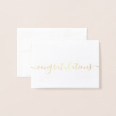 Carte Dorée Félicitations Simple Script Élégant (Devant avec enveloppe)