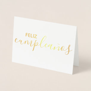 Carte Dorée Feliz Cumpleaños Elégant espagnol Joyeux anniversa