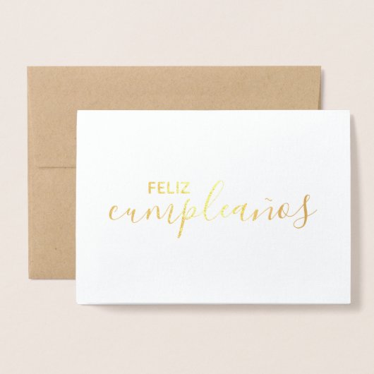Carte Dorée Feliz Cumpleaños Elegant Spanish Happy Birthday (Devant avec enveloppe)