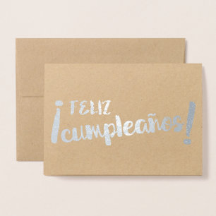 Carte Dorée Feliz Cumpleaños espagnol Joyeux Anniversaire pinc